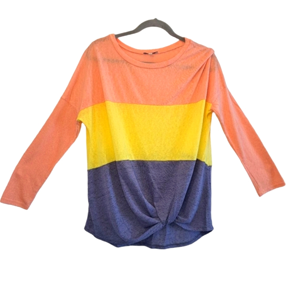 White Birch Lightweight Color Block Twist Front Drop Shoulder Top Size Medium